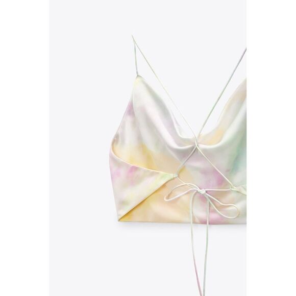 Zara Satin Effect Crop Top sz M Multicolor - Picture 2 of 7